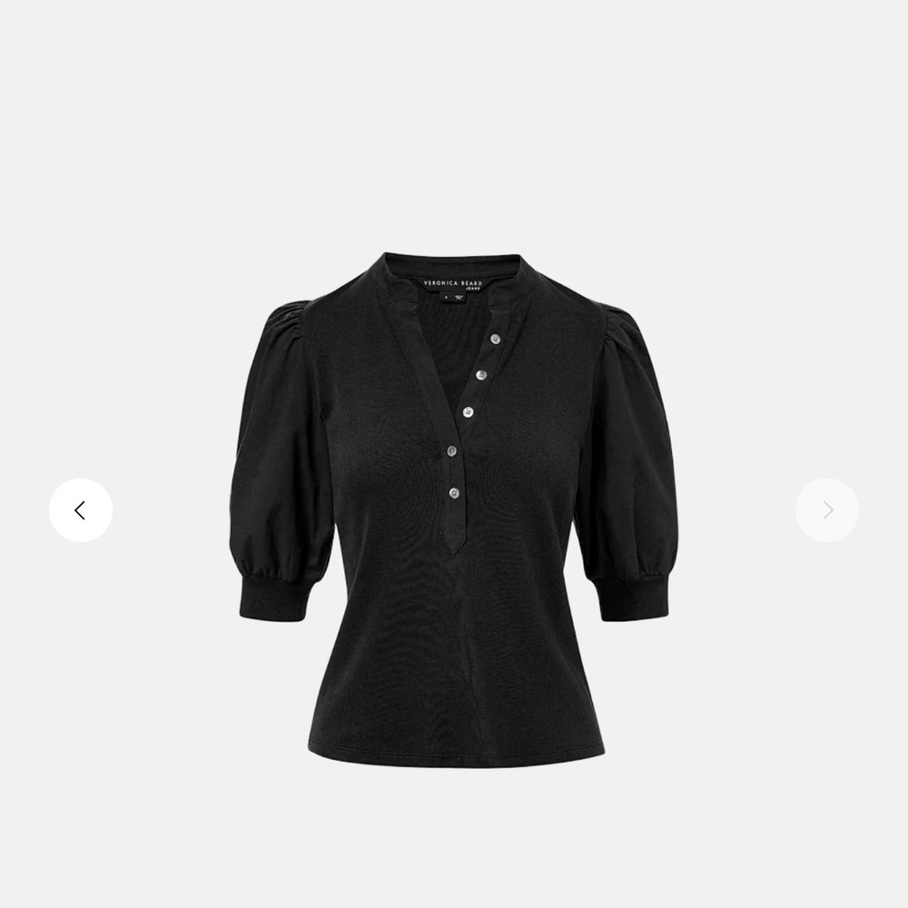 Veronica Beard Black Puff Sleeve Blouse